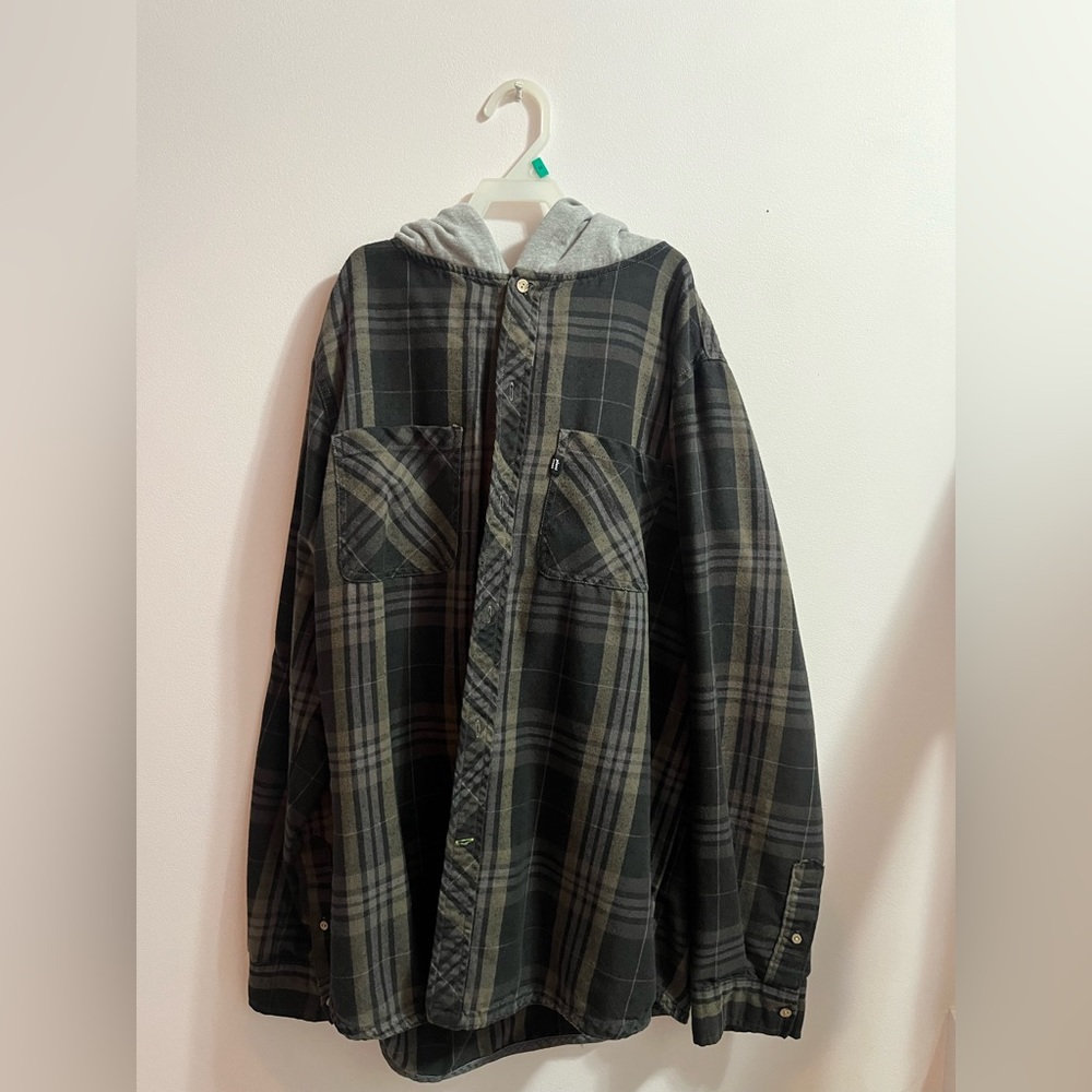Tentree green button up flannel, size large